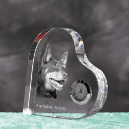 Australian Kelpie - Crystal Clock in The Shape Of A Heart With Image Pure-Bred Dog - thumbnail 2