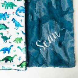 Dinosaur Personalized Baby Blanket, Dino Custom Blanket With Name, Monogrammed Boy Gift - thumbnail 3