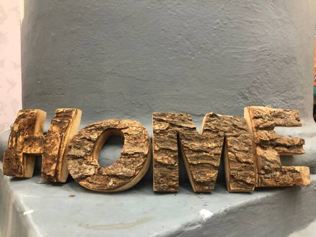 8cm Wooden Bark Numbers & Letters Wall Hanging Hand Made Wood Natural Name Sign - image 1