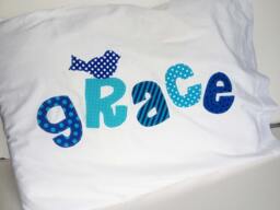 Personalized Name Pillow Case Applique Letters in Your Choice Of Colors - thumbnail 1