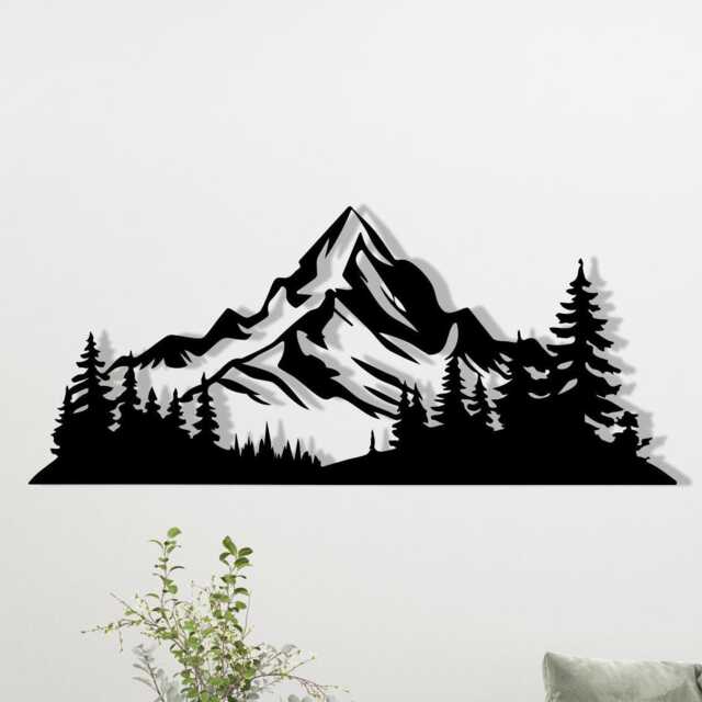 Black Mountain Metal Wall Art, Rustic Cabin Decor - image 1