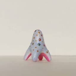 Abstract Polymer Clay Figurine Blue Pink Spotted Miniature Art - thumbnail 2