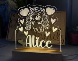 Personalised Night Light Custom Name Nursery Lighting Children's Room Decor Unicorn Bedroom Led Lamp - thumbnail 1