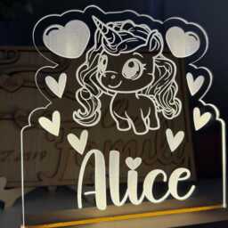 Personalised Night Light Custom Name Nursery Lighting Children's Room Decor Unicorn Bedroom Led Lamp - thumbnail 4