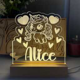 Personalised Night Light Custom Name Nursery Lighting Children's Room Decor Unicorn Bedroom Led Lamp - thumbnail 2