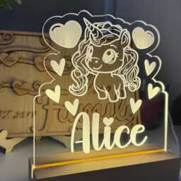 Personalised Night Light Custom Name Nursery Lighting Children's Room Decor Unicorn Bedroom Led Lamp - thumbnail 3