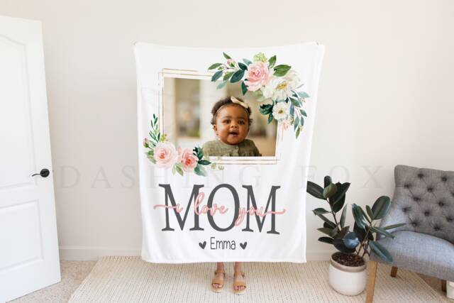 Christmas Blanket, First Gift, I Love You Mom, Personalized Mom Gift For Grandparent, Birthday Are So Loved - image 1