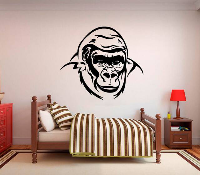 Gorilla's Head Vinyl Wall Art, Decal, Sticker, Transfer, Mural, Removable, Decor, Rent Friendly, Interior, Exterior, Full - 0569 - image 1