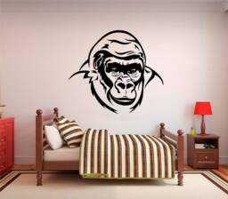 Gorilla's Head Vinyl Wall Art, Decal, Sticker, Transfer, Mural, Removable, Decor, Rent Friendly, Interior, Exterior, Full - 0569 - thumbnail 1