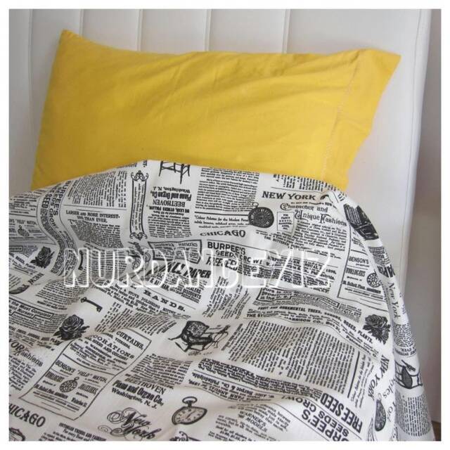 Twin Xl Duvet Cover - Newspaper Print Cotton Dorm Bedding - image 1