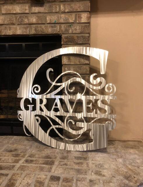 Custom Metal Last Name Sign - Monogram Wall Decor, Usa Made - image 1
