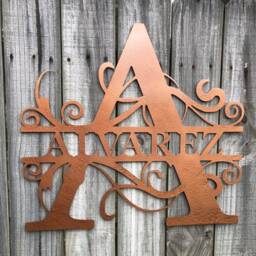 Custom Metal Last Name Sign - Monogram Wall Decor, Usa Made - thumbnail 4