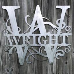 Custom Metal Last Name Sign - Monogram Wall Decor, Usa Made - thumbnail 2