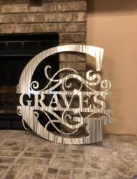Custom Metal Last Name Sign - Monogram Wall Decor, Usa Made - thumbnail 1
