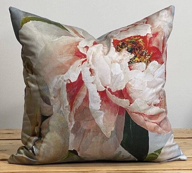 Designers Guild Fabric, Cushion Cover Peonia Grande Zinc, Floral Cottonpillow - image 1