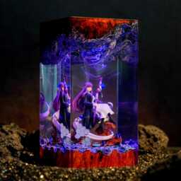 Mage Fern - Frieren Beyond Journey's End Resin Lamp, Anime Diorama Night Light, Wood Epoxy Art, Personalized Manga Gift