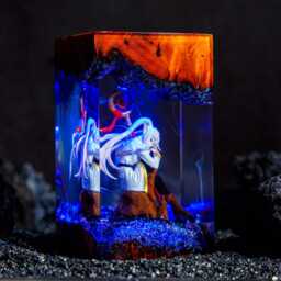 Mage Fern - Frieren Beyond Journey's End Resin Lamp, Anime Diorama Night Light, Wood Epoxy Art, Personalized Manga Gift - thumbnail 4