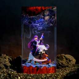 Mage Fern - Frieren Beyond Journey's End Resin Lamp, Anime Diorama Night Light, Wood Epoxy Art, Personalized Manga Gift - thumbnail 2