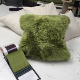 Cushion, Pillow, Tibetan Mongolian Sheepskin Rug in A Pale Light Grey - thumbnail 4