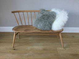 Cushion, Pillow, Tibetan Mongolian Sheepskin Rug in A Pale Light Grey - thumbnail 1