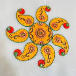 Handcrafted Wooden Rangoli Board Diwali Decor, Festival Gift - thumbnail 2
