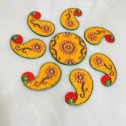 Handcrafted Wooden Rangoli Board Diwali Decor, Festival Gift - thumbnail 4