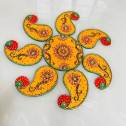 Handcrafted Wooden Rangoli Board Diwali Decor, Festival Gift - thumbnail 3