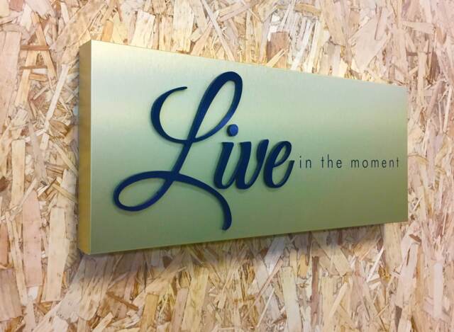 Wall Art Hard Canvas Print With 3D Letters - Live in The Moment - image 1