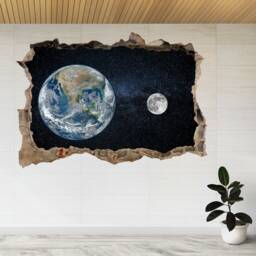 Planets Stars Galaxies Space 3D Smashed View Wall Sticker Poster Decal A858