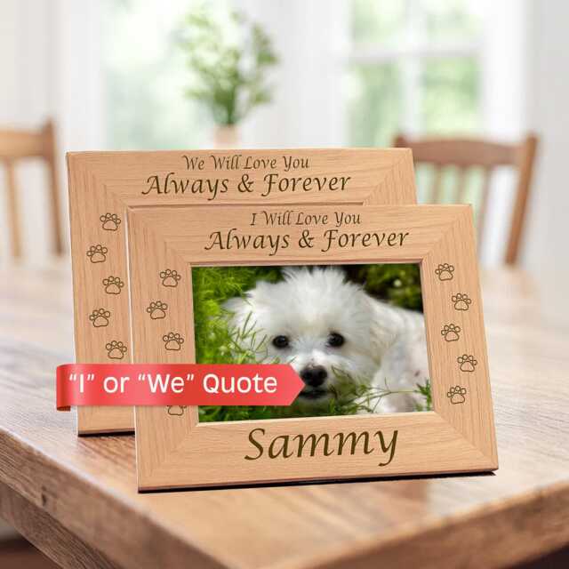 Dog Memorial Frame, Always & Forever Personalized Pet Loss Gift, Engraved Wooden Photo Keepsake, Sympathy Present, 4x6 Or 5x7 - image 1