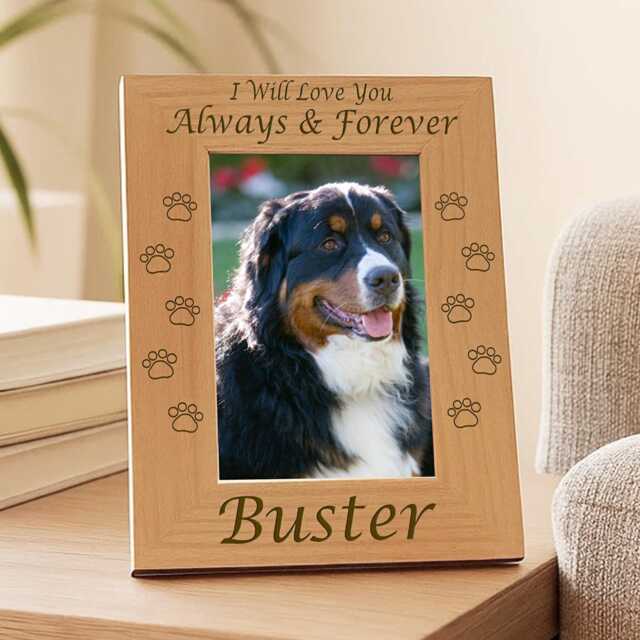 Pet Memorial Personalized Dog Gifts Custom Wooden Photo Frame Keepsake - image 1