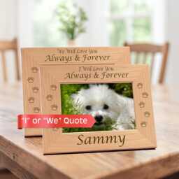 Dog Memorial Frame, Always & Forever Personalized Pet Loss Gift, Engraved Wooden Photo Keepsake, Sympathy Present, 4x6 Or 5x7 - thumbnail 1