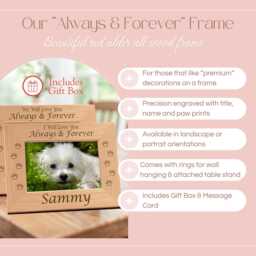 Dog Memorial Frame, Always & Forever Personalized Pet Loss Gift, Engraved Wooden Photo Keepsake, Sympathy Present, 4x6 Or 5x7 - thumbnail 2