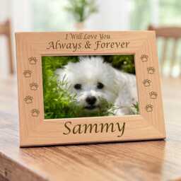 Dog Memorial Frame, Always & Forever Personalized Pet Loss Gift, Engraved Wooden Photo Keepsake, Sympathy Present, 4x6 Or 5x7 - thumbnail 3