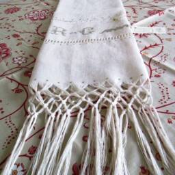 Bath Towel As Antique With Drawn-Thread Embroidery, Linen Bath Towel Fringe - thumbnail 3