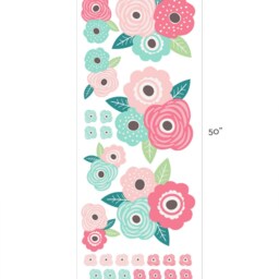 Flower Wall Stickers Pink & Mint Blooms, Kids Room Decor - thumbnail 3