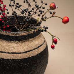 Handmade Paper Clay Vase Wabi Sabi, Rustic Farmhouse Bowl, Modern Centerpieces With Aging Effect - thumbnail 3