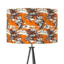 Lampshade Orange Tiki Hula Print Velvet - Hawaii Tropical- Drum Lamp Shade 25cm 30cm 35cm 40cm 45cm Table Lamp Shade, Ceiling Pendant