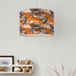Lampshade Orange Tiki Hula Print Velvet - Hawaii Tropical- Drum Lamp Shade 25cm 30cm 35cm 40cm 45cm Table Lamp Shade, Ceiling Pendant - thumbnail 4