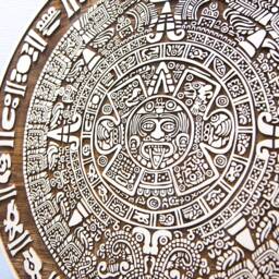 Laser Cut Mayan Calendar - Aztec Sun Stone Wooden Wall Art - thumbnail 2