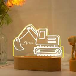 Excavator Night Light, Personalised Digger Light, Toddler Light, Children's Bedside Light, Digger Light, Kids Bedrooms - thumbnail 3