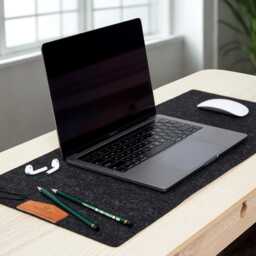 Merino Wool Felt Desk Mat, Anti Slip Pad, Mouse Keyboard Extra Large Gray Home Office Accessory - thumbnail 4