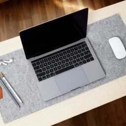 Merino Wool Felt Desk Mat, Anti Slip Pad, Mouse Keyboard Extra Large Gray Home Office Accessory - thumbnail 3