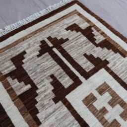 2'8x8'3 Ft Natural Runner Rug, Southwestern Design Navajo Afghan Hand Knotted Veg Dyes Wool Rug, Gray Brown Beige Earth Tones, Hallway Rug - thumbnail 3