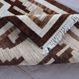2'8x8'3 Ft Natural Runner Rug, Southwestern Design Navajo Afghan Hand Knotted Veg Dyes Wool Rug, Gray Brown Beige Earth Tones, Hallway Rug - thumbnail 4