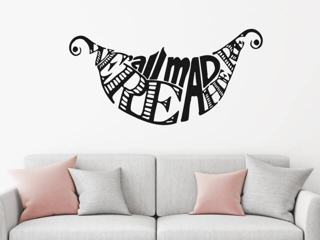Alice in Wonderland Vinyl Sticker Wall Decals Quote Were All Mad Here Nursery Home Decor Art Baby Room Murals Ms530 - image 1