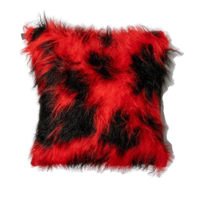 Camouflage Red & Black Fluffy Cushion Cover, Great Fun Fluff Soft Fabric Perfect Scatter Cushion For Sofa Bed Fits 18 - image 1
