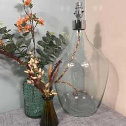 Chrome Top Blown Recycled Glass Lamp 44cm - thumbnail 2