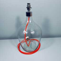 Chrome Top Blown Recycled Glass Lamp 44cm - thumbnail 4