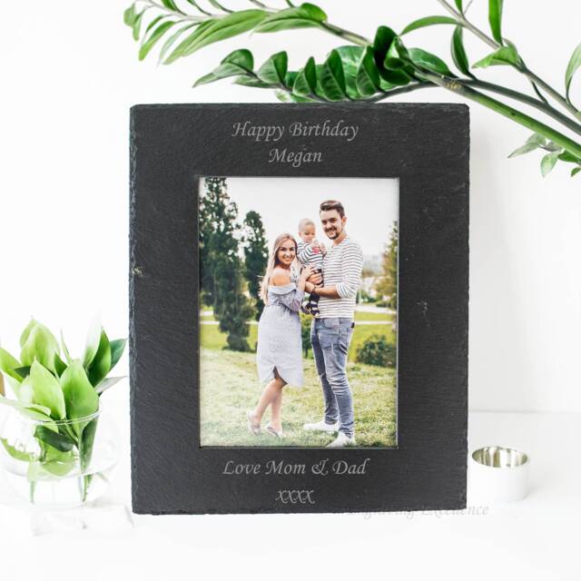 Personalised Slate Photo Frame Engraved Family Picture Frame - image 1